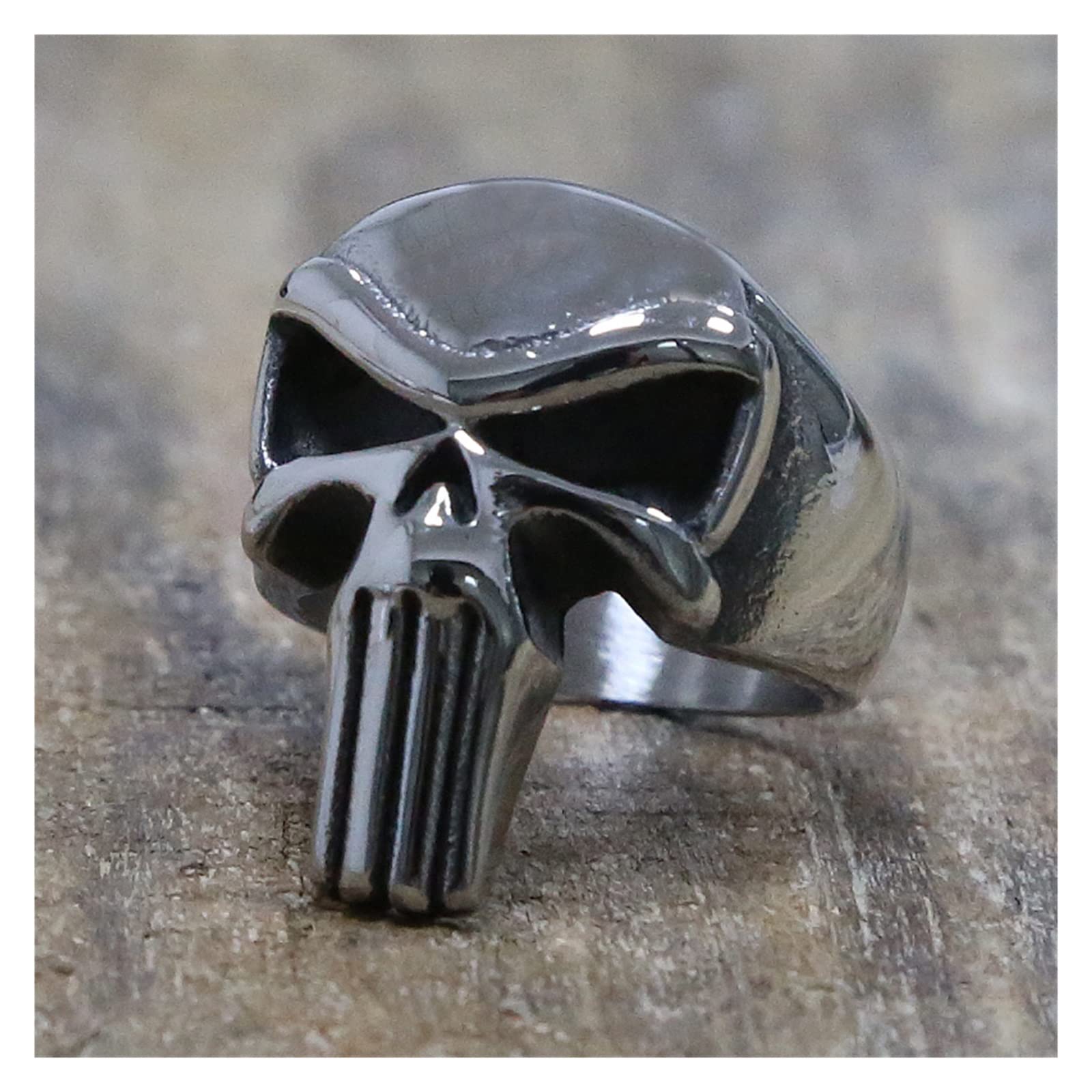 Fashion Rings High Polish Punisher Skull Ring Men 316L Stainless Steel Punk Biker Ring Cool Male Personality Viking Nordic Jewelry Gift Rings (Ring Size : 12)