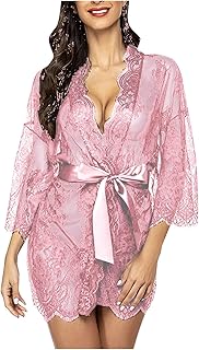 Lingerie Sexy Femme Ensemble Dentelle Nuisette Grande Taille Transparent Violet Satin Chic A185
