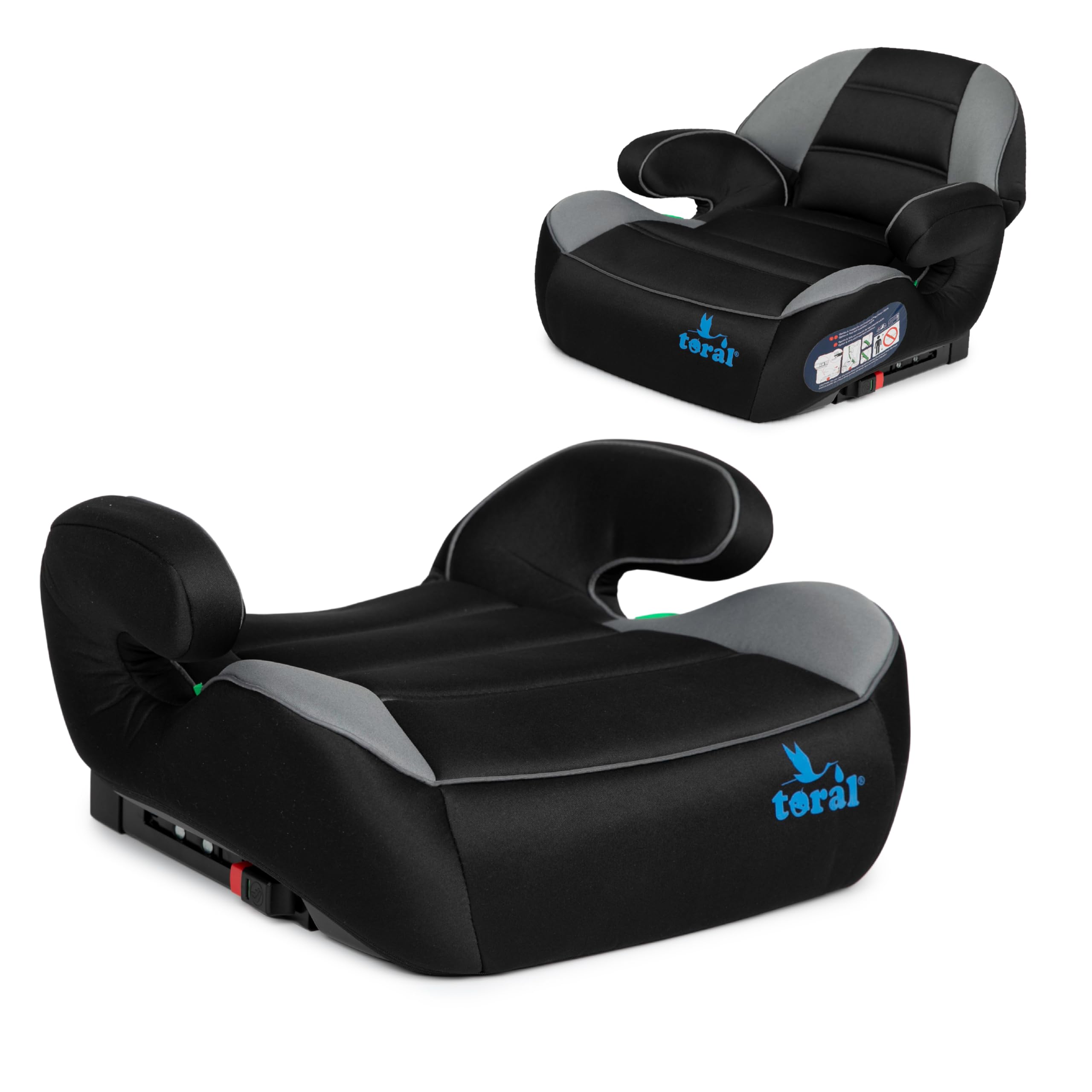 toral - Alzador Coche Niño Isofix i-Size - Asiento Elevador Niño - Se puede utilizar también sin Isofix - Silla Coche grupo 1 2 3 - Modelo Monza Negro