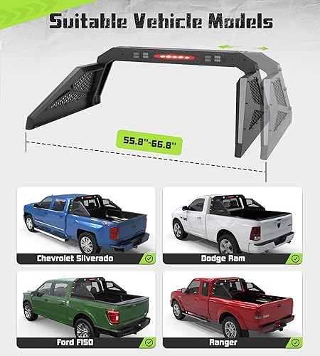 Miniatura 2 de StarONE Barra enrollable ajustable con luces de freno y marcadores laterales ámbar, la barra de rodillo para camión se adapta a camionetas de tamaño