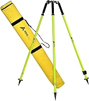 Vista 12 de AdirPro Trípode de poste de prisma – Trípode de poste de aluminio – Uso para poste de levantamiento, varilla Rover, poste GPS, personal de Rojo