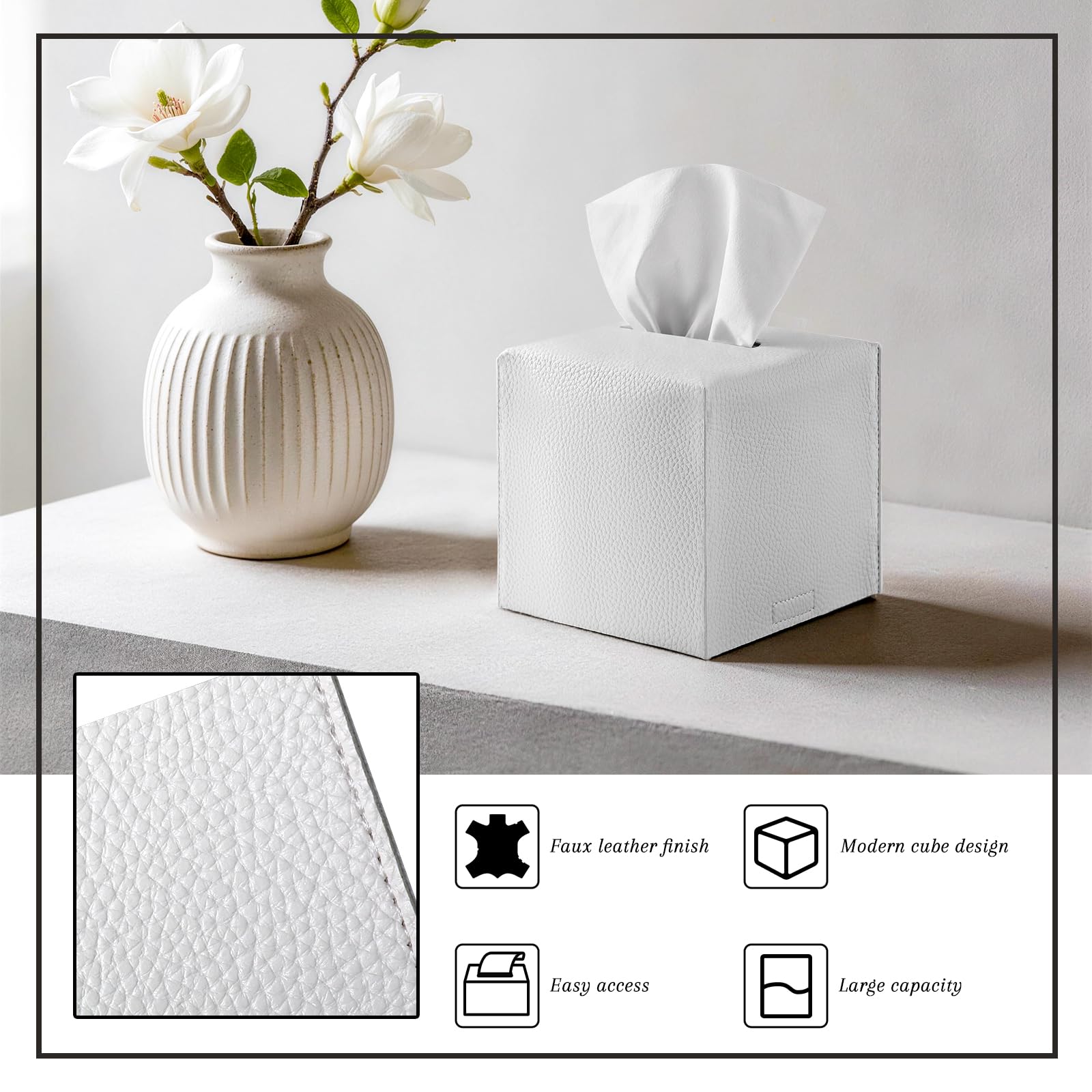 Leather Tissue Box Cover - Elegant Bathroom Decor -3 Leather Tissue Box Cover - Elegant Bathroom Decor -3