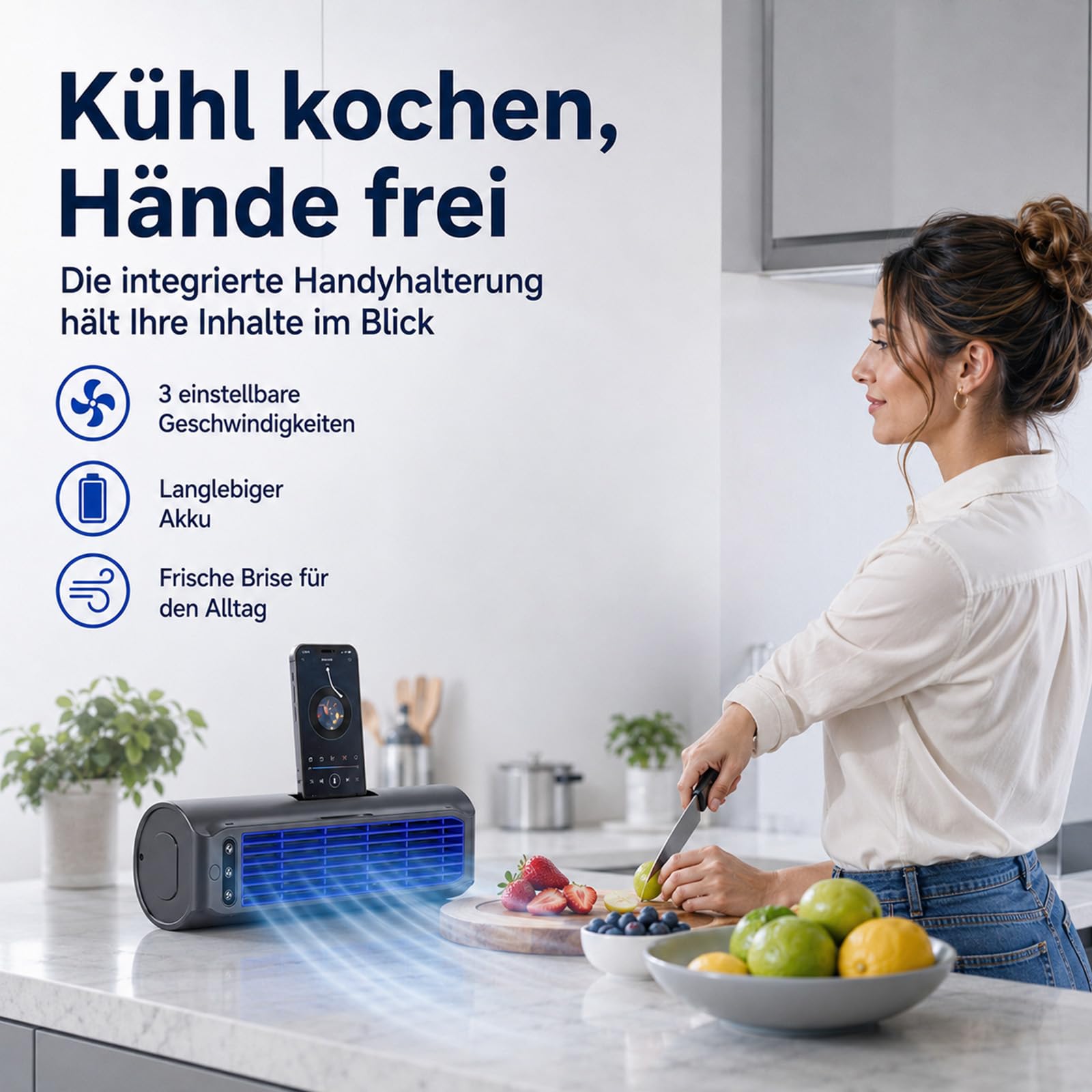 Coldeez Kühlkönig Cooling Ace Chill Pro Drei Leistungsstufen Wandaufhängung Ohne Bohren Tragbare Grau