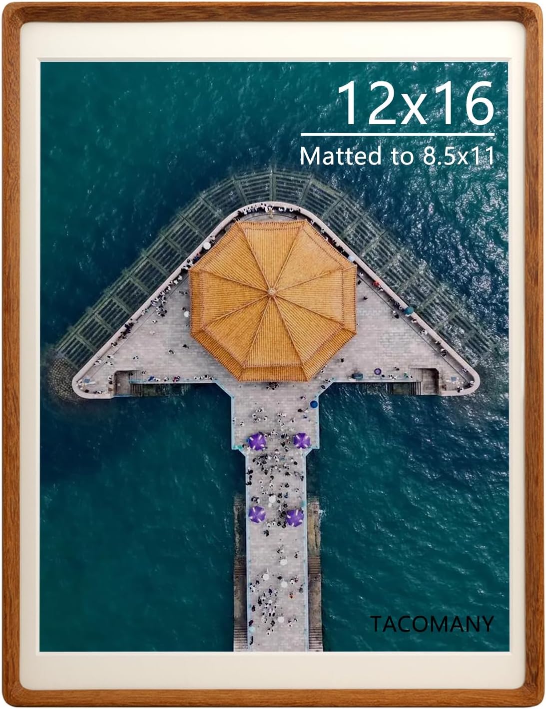 Handcrafted Natural Wood Picture Frame with Mat for Wall and Tabletop display (Teak, 12x16 matted to 8.5x11) Teak 12x16 matted to 8.5x11