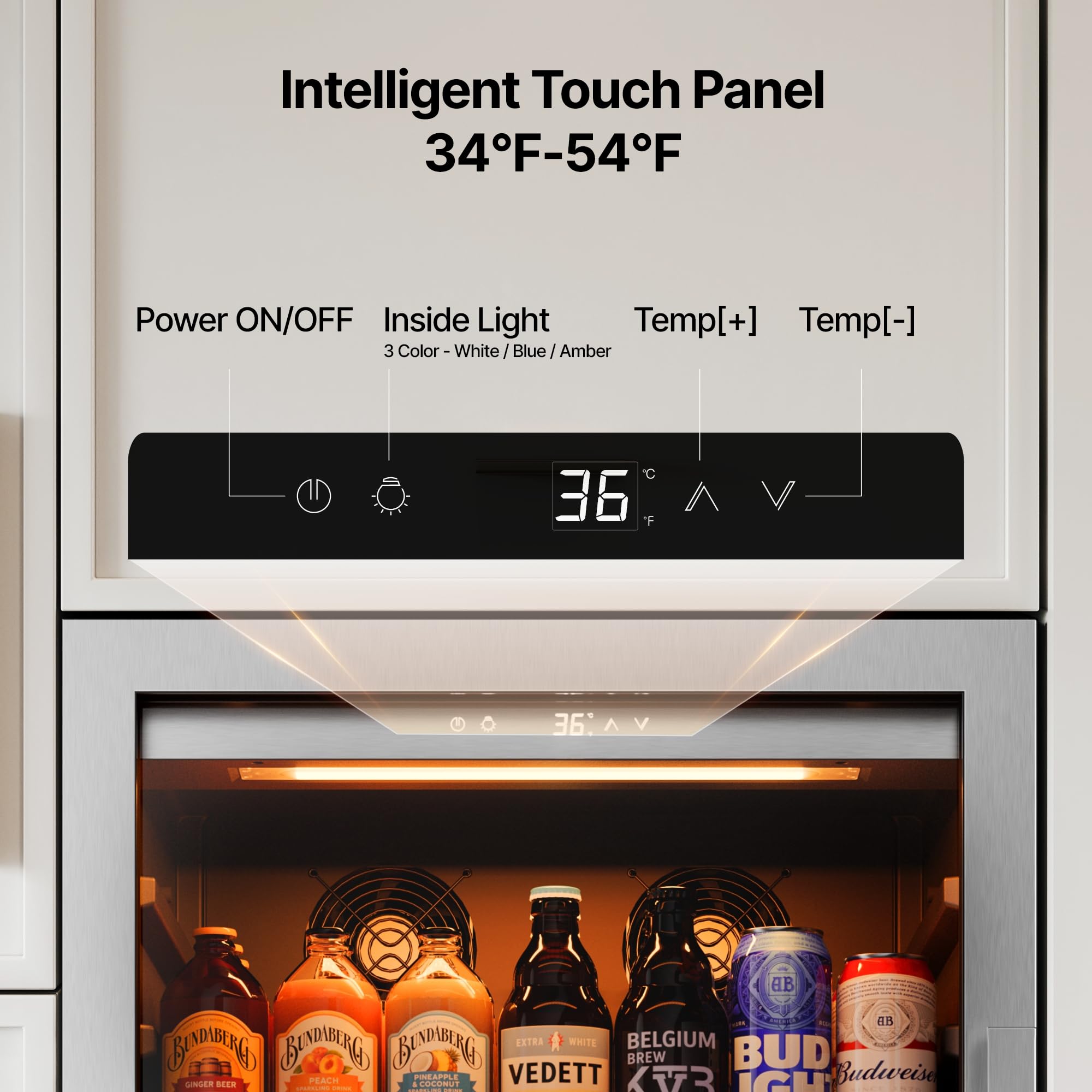 Ca'Lefort Beverage-Refrigerator 24 Inch, Tall Beverage Fridge Cellars Large Bar Drink Cabinet Built-in or Freestanding with Glass Door, Beer Cooler for Bottles and Cans Beer/Soda/Water/Wine on Fridge.com