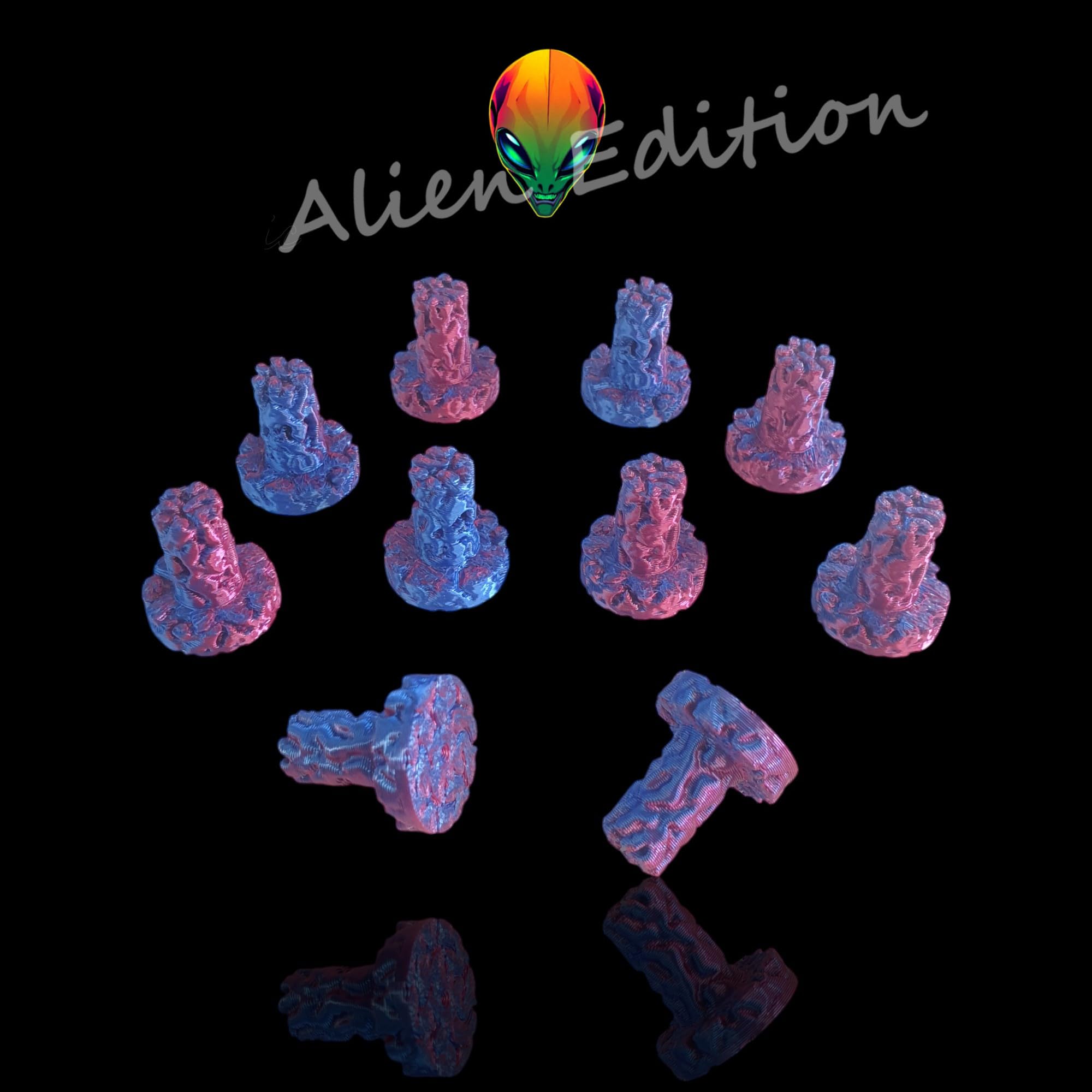 10 x Alien Special Edition Frag Plugs Blue/Green (Pink/Blue), Pink / Blue, 23 x 20 x 10 mm - Image 2