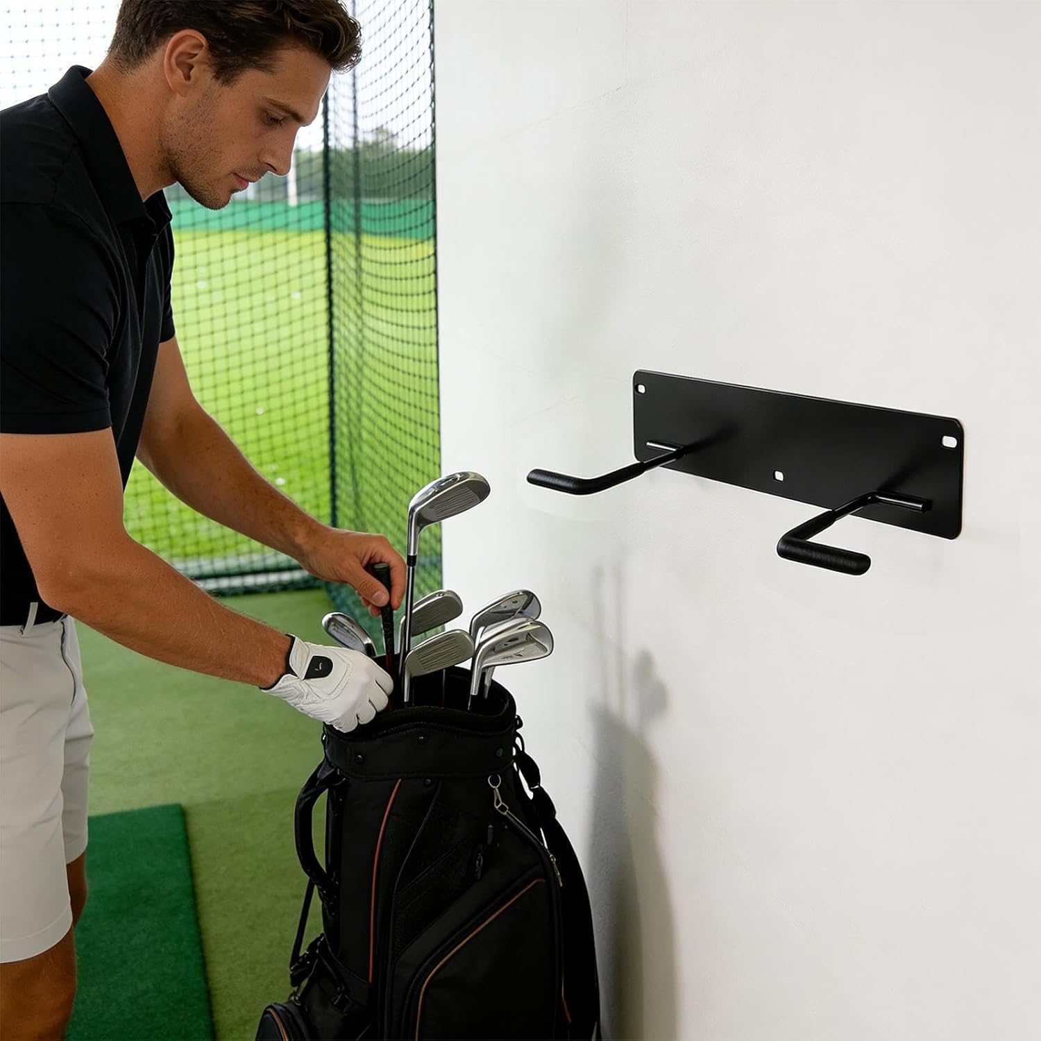 Golf Bag Rack for Garage | Heavy-Duty Space-Saving - Garage Wall Golf Bag Holder | for Living Room Corridor Apartment Men Women Professionals Enthusiasts Players