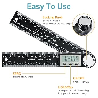 Third Generation Protractor Angle Finder, Digital Angle Ruler with 7inch/200mm, Angle Gauge for Woodworking/Carpenter/Construction Tools(2 Batteries Included) (Enhanced ABS)
