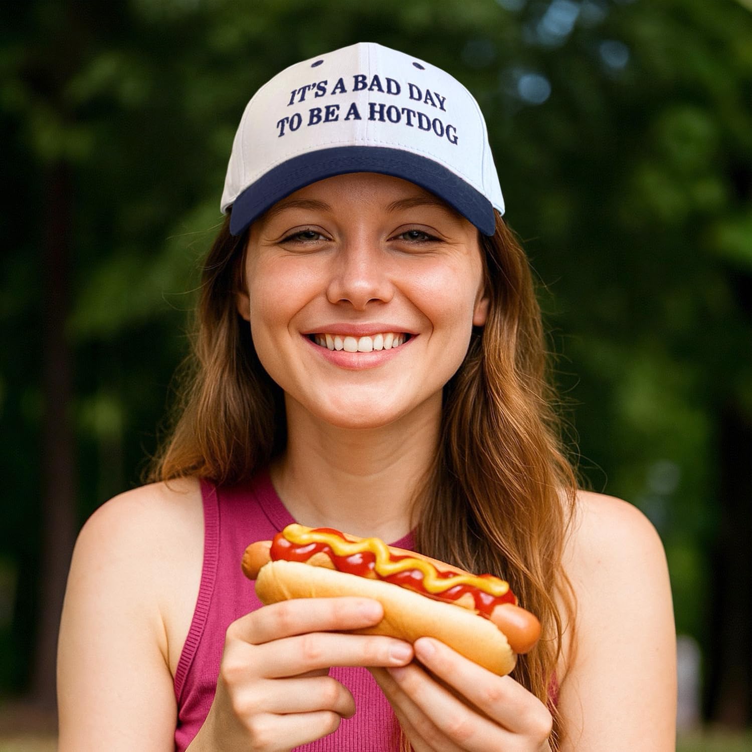 Its a Bad Day to Be a Hotdog Hat Embroidered Long Visor Snapback Hat