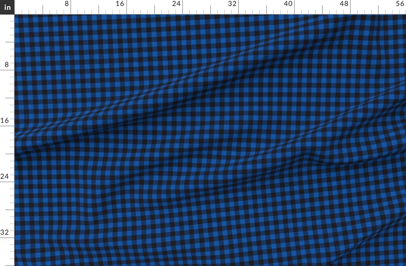 Spoonflower Fabric - Blue Black Buffalo Plaid Quilt Check Kids Printed on Organic Cotton Sateen Fabric by The Yard - Sewing Quilting Apparel Home Decor