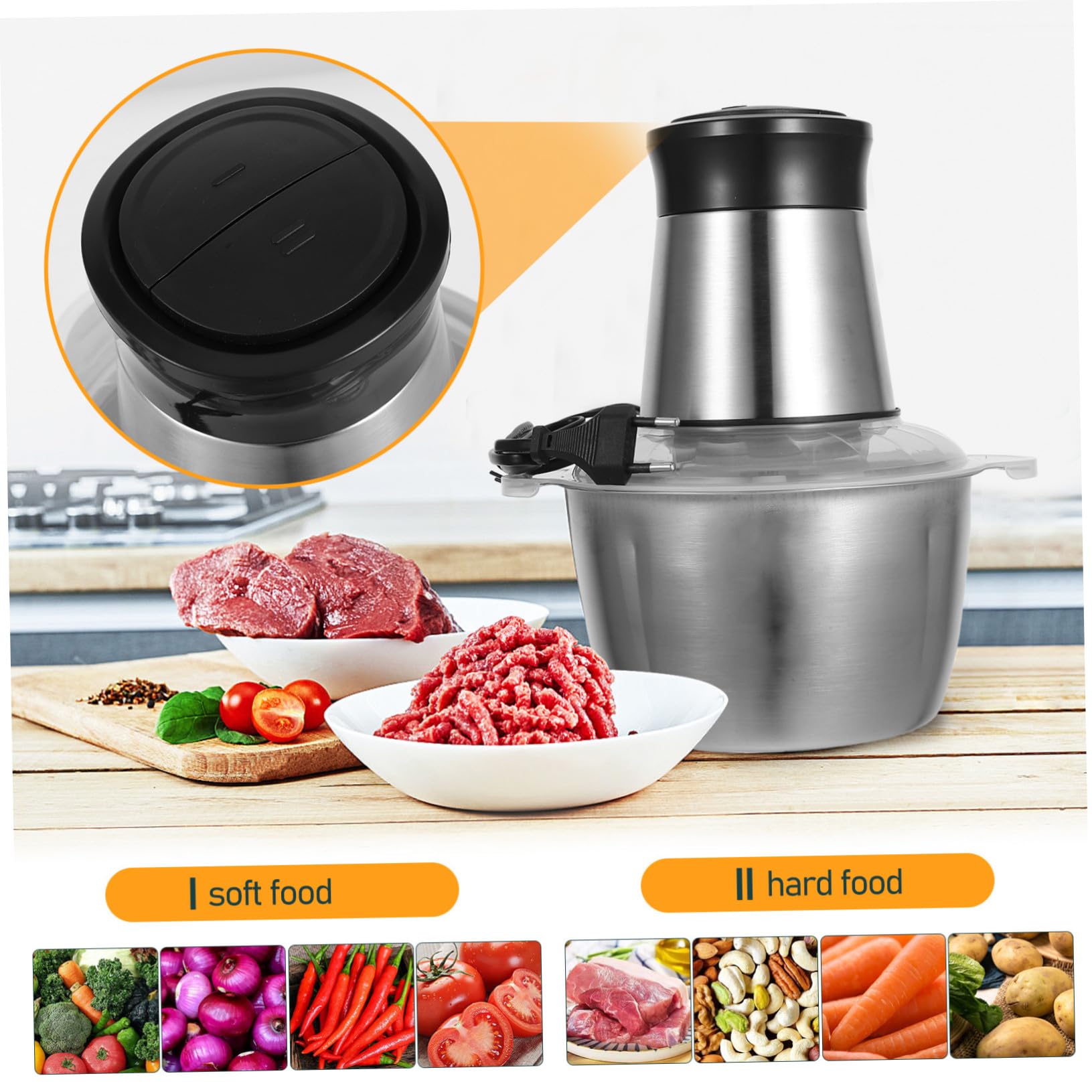 STOBAZA Trituradora Eléctrica de Carne y Inoxidable con Doble Motor Potente para Verduras Frutas y Secos y Fácil de Limpiar Uso Doméstico y Profesional