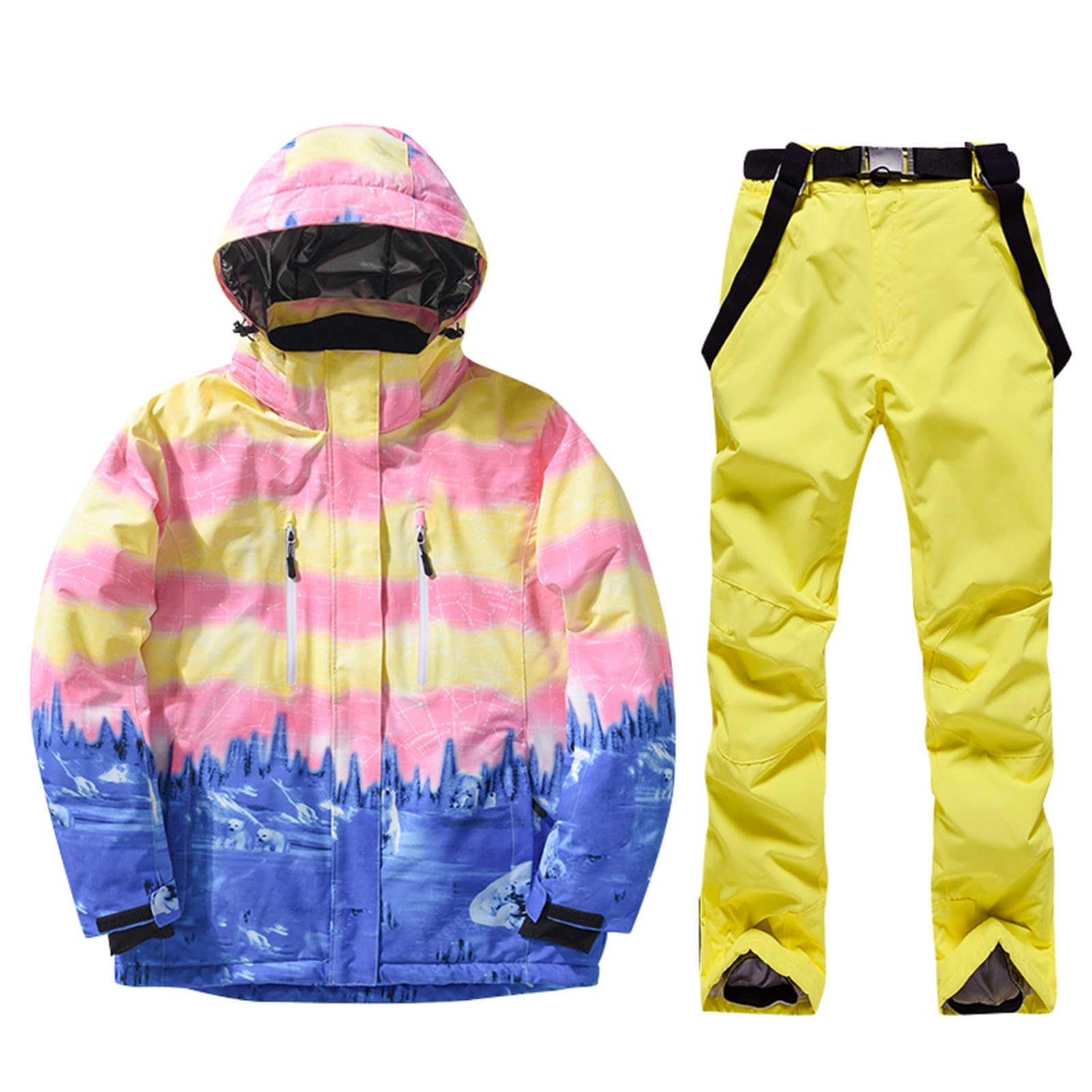 Sunnyuk Tute da Sci Uomo Salopette Elegante da Sci Completo da Neve Taglie Forti Tuta Montagna Curvy Termico da Snowboard Intera Invernale
