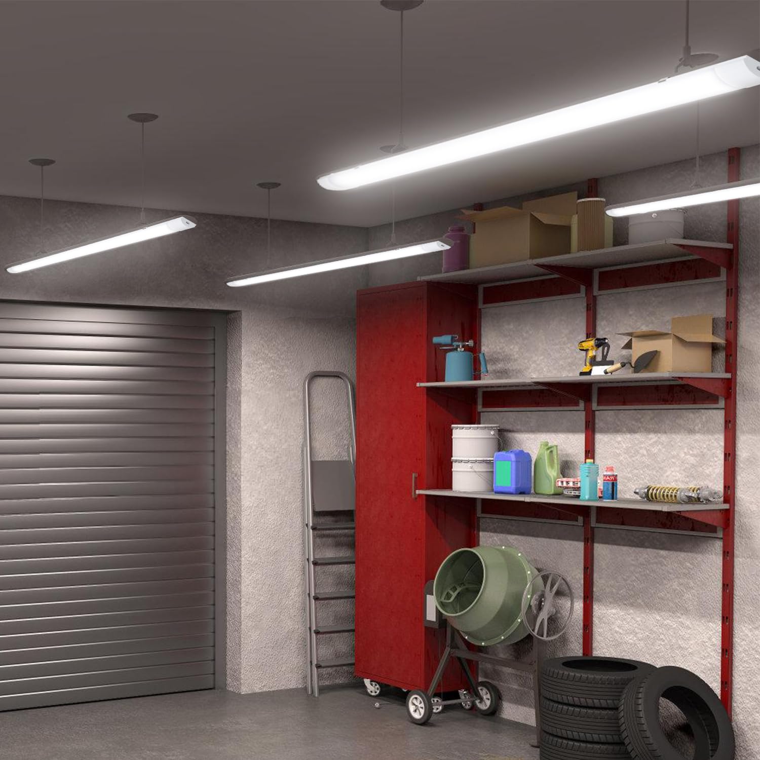4 Pezzi Lampada LED Stagna 120 cm 36W 3060LM, Plafoniera IP65 Impermeabile, Collegabile, Luce Neutra 4000K, Lampada per Garage Cantina Officina Bagno Ufficio Ambiente Umido