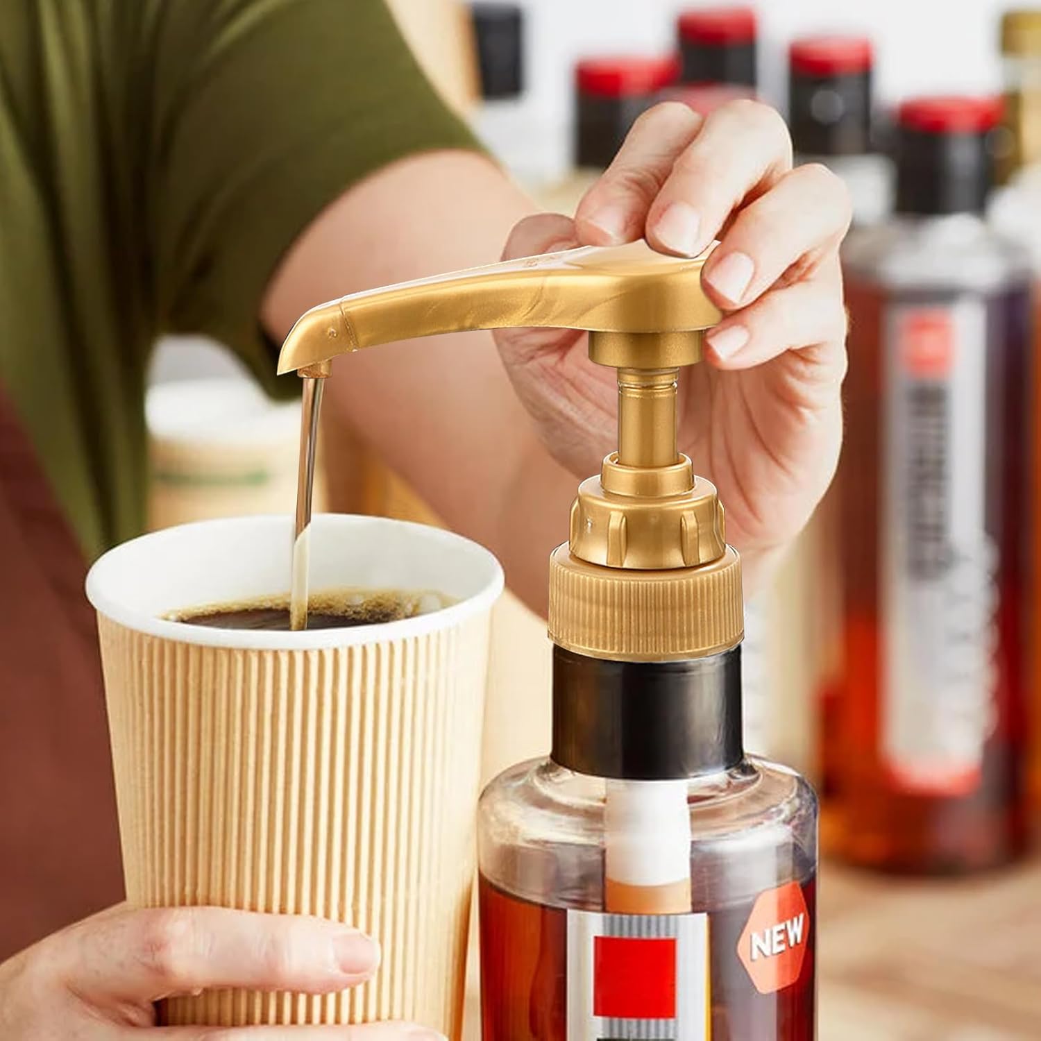 Coffee Syrup Pumps, 4 Pcs 750ml(25.4oz) Syrup Pump No Spill Syrup Pump Dispenser for Coffee Teas Vanilla Smoothies