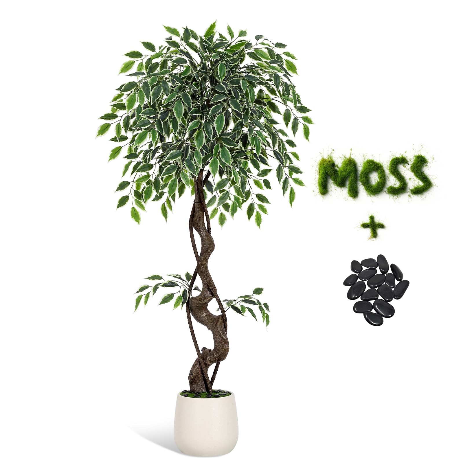 Litake Kunstpflanzen Künstlicher Ficus Baum 120 cm große grüne Birkenfeige im Topf Große Pflanzen im Topf für Indoor Outdoor Haus Büro Garten Moderne Dekoration Housewarming Geschenk