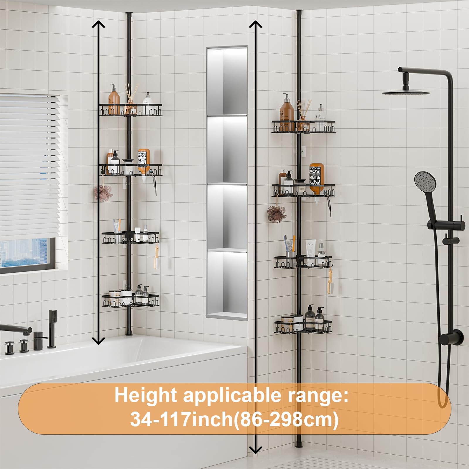 Mensola doccia angolare in acciaio due livelli per bagno Compact Promozione