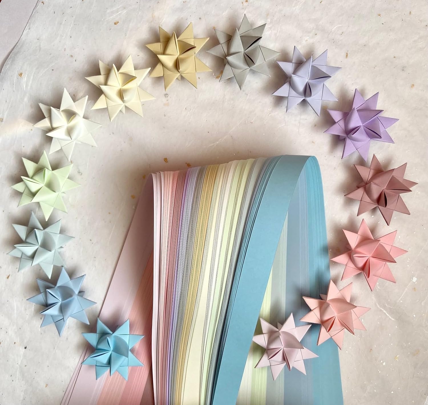 1" Assorted Pastel Paper Strips for German, Froebel, Moravian Stars & Weaving (100 Strips)
