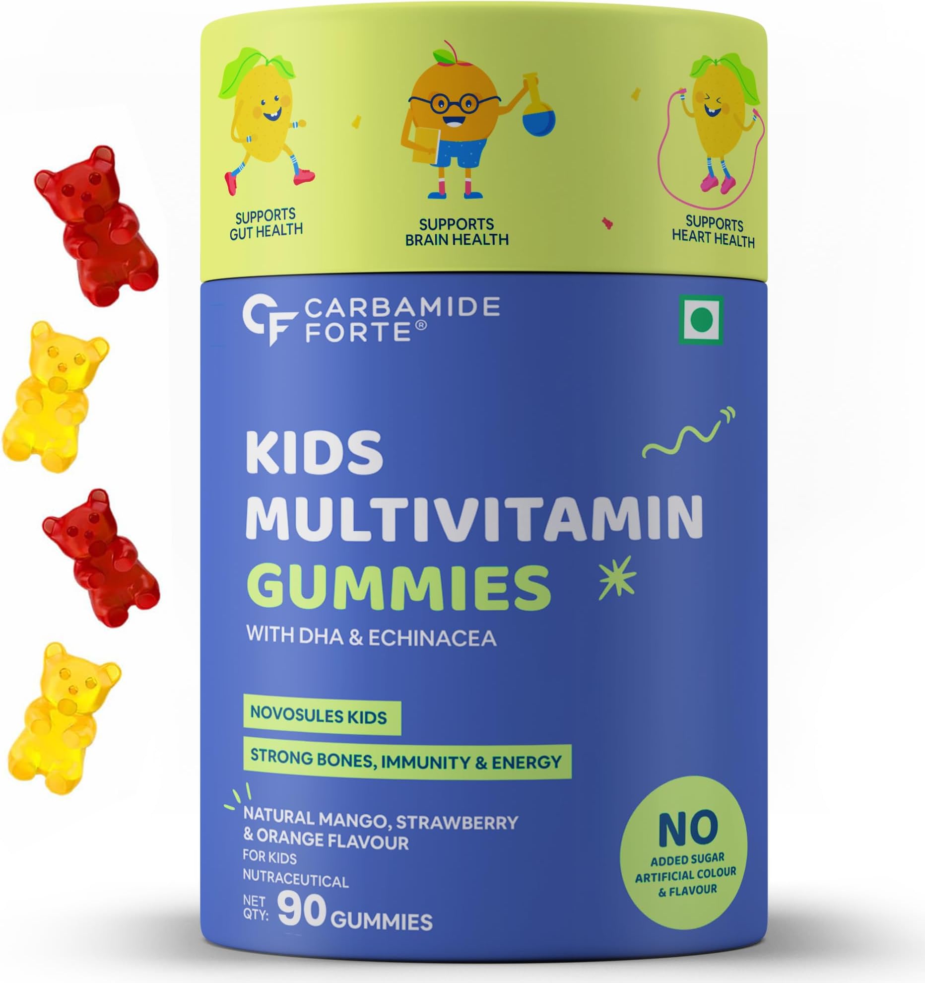 Carbamide Forte Multivitamin For Kids | Multivitamin Gummies For Kids | Multivitamin Gummies For Immunity | Vitamin Gummies For Immunity With No Added Sugar | 90 Gummy Bears