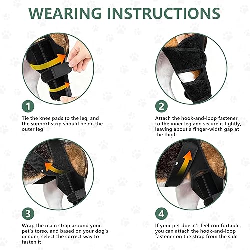 Miniatura 4 de Rodillera para perro para desgarro del ligamento cruzado del ligamento cruzado para perros, soporte ajustable para piernas delanteras y traseras,