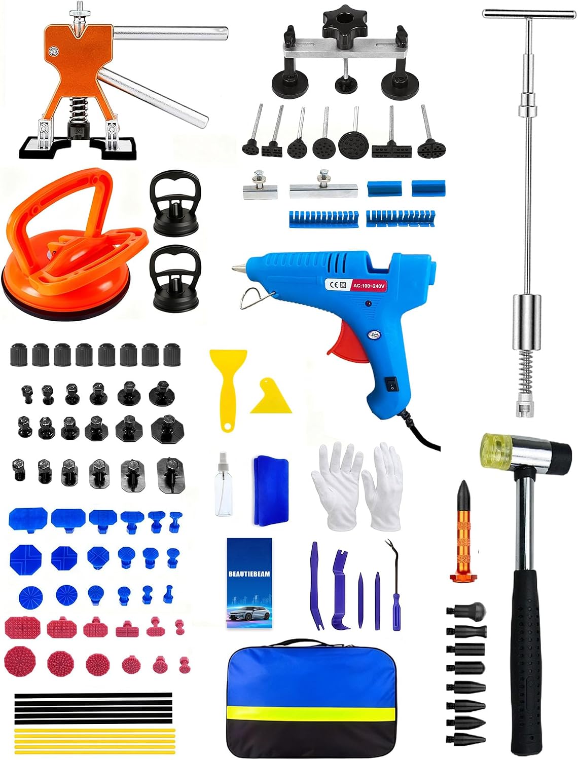 95pcs Dent Puller Kit,Car Dent Puller Kit,Paintless Dent Removal Kit with Suction Cup & Bridge Puller & Golden Lifter, Dent Remover Tool for Car,Body Repair Dent Removal Tools for Car Door Hail Damage