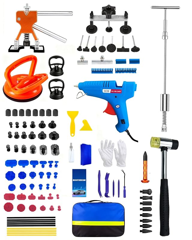 Kit de Reparo de Amassados sem Pintura beautiebeam com Extratores, Pistola de Cola e 95 Peças