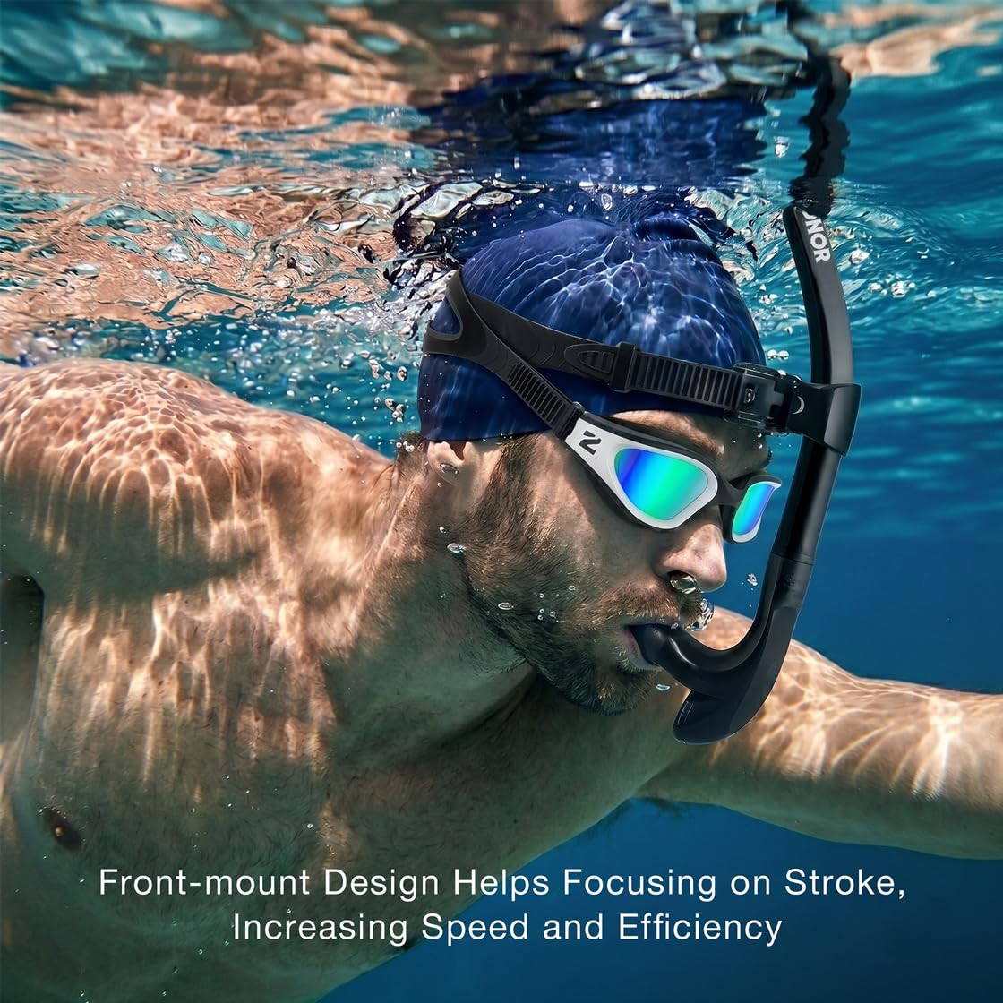 ZIONOR T1 Natation Tuba Adulte pour la Natation Formation plongée plongée en apnée Embouchure Confortable Valve de Purge à Sens Unique pour Piscine en Eau Libre