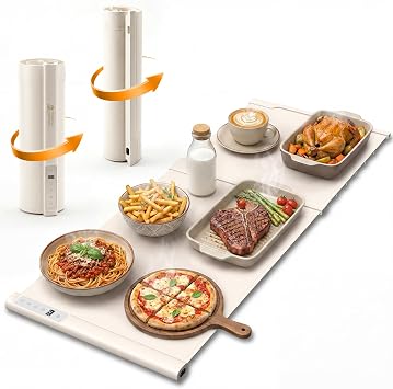 Food Warming Mat Extra Large-MIXVOVA 42"X16" Extendable Electric Food Warmer with 7 Temperature & 6 Timer Settings,Child Lock,2-Piece Silicone Warming Trays for Buffets,Parties and Home