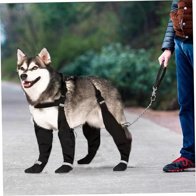 Foto 4 de 8 de YEHOOM Zapatos para perros grandes, botas de lluvia impermeables con tirantes y protección antideslizante