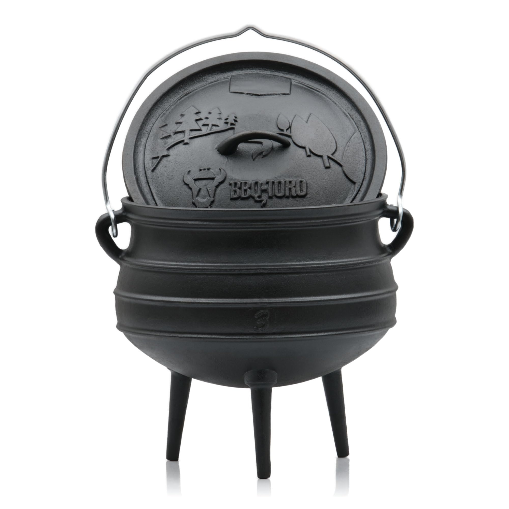 BBQ-TORO Potjie #3 | 8 liter | Gietijzeren heksenketel | Gietijzeren Bakpot | Zuid-Afrikaanse Nederlandse oven