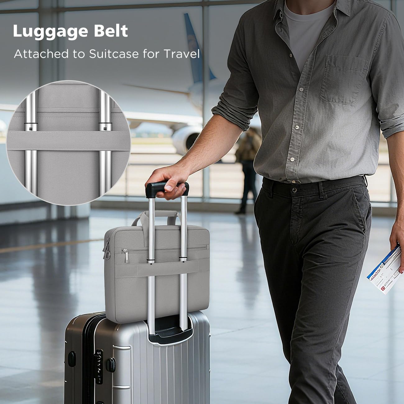NIDOO Sacoche pour ordinateur portable - Résistante à l'eau - Sac à bandoulière - Poignée d'ordinateur - Sac de transport professionnel