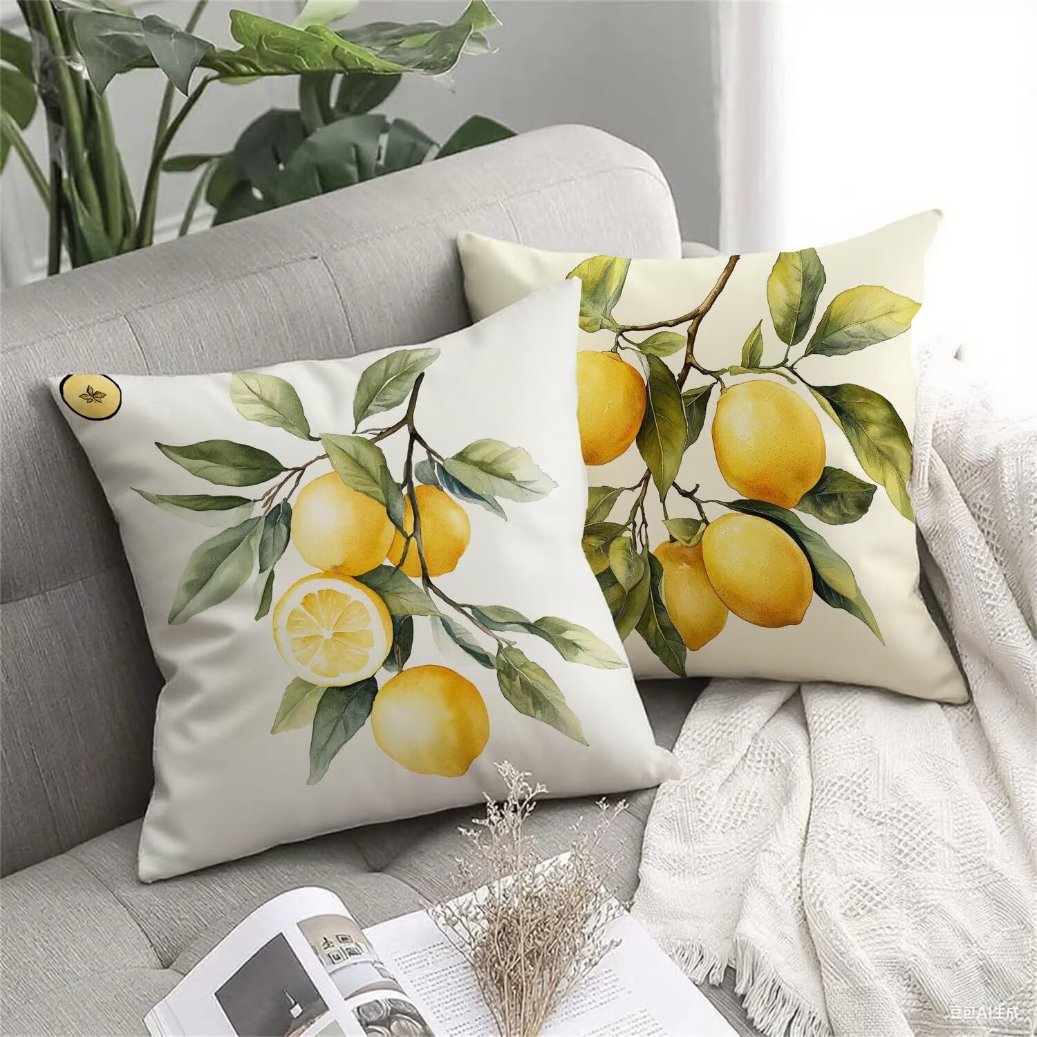 Federa per cuscino da esterno, impermeabile, 60 x 60 cm, in lino, decorativa, quadrata, con stampa su entrambi i lati, per soggiorno, decorazione per la casa, regalo da donna R-430