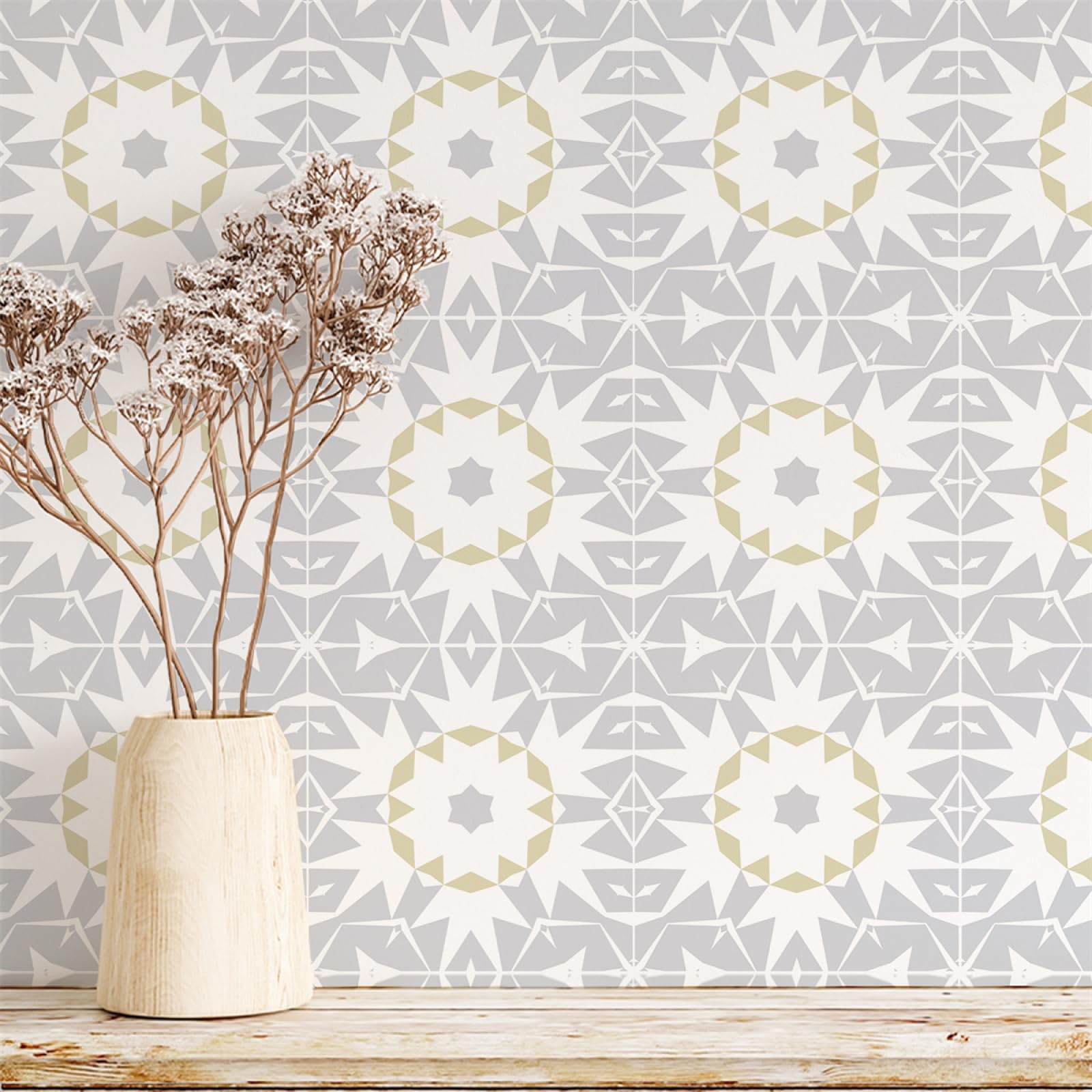 Peel and Stick Wall Tiles Moroccan Grey Tiles Self Adhesive PVC Home Decor Backsplash Kitchen Tile Stickers Waterproof Tile Stickers for Bathroom 15x15cm /20 Pcs