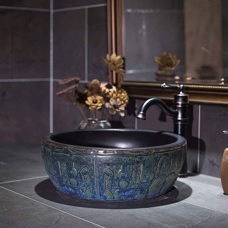 レトロ  芸術  台の上の鉢  長方形  陶磁器  洗面器  トイレ レトロ 芸術 台の上の鉢 長方形 陶磁器 洗面器 トイレ