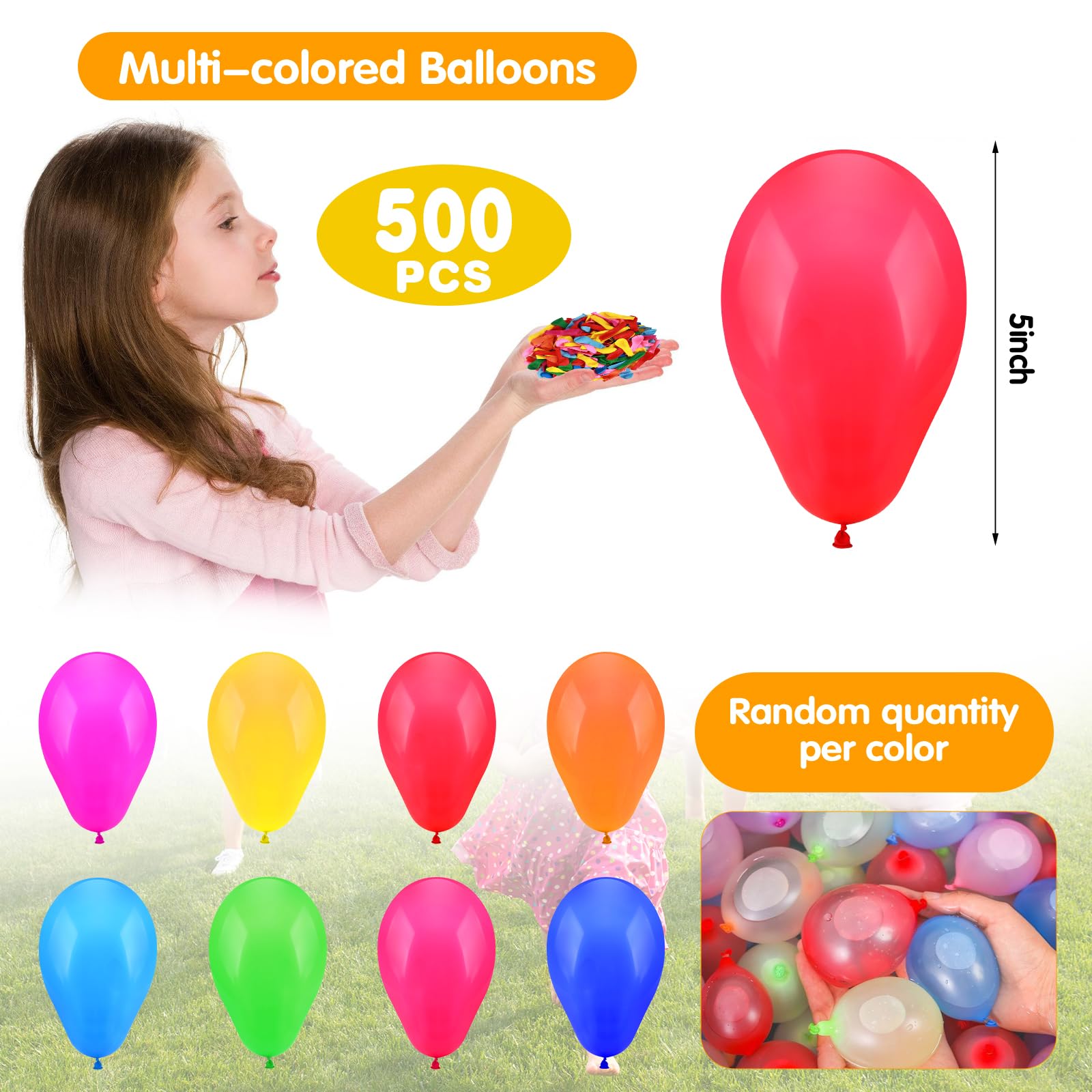1000PCS Water Balloons Bulk without Refill Kits,Small Water Balloon for Summer Splash Fun,Party Air Balloons for Wedding Birthday Graduation Anniversary Carnival Games Decoration