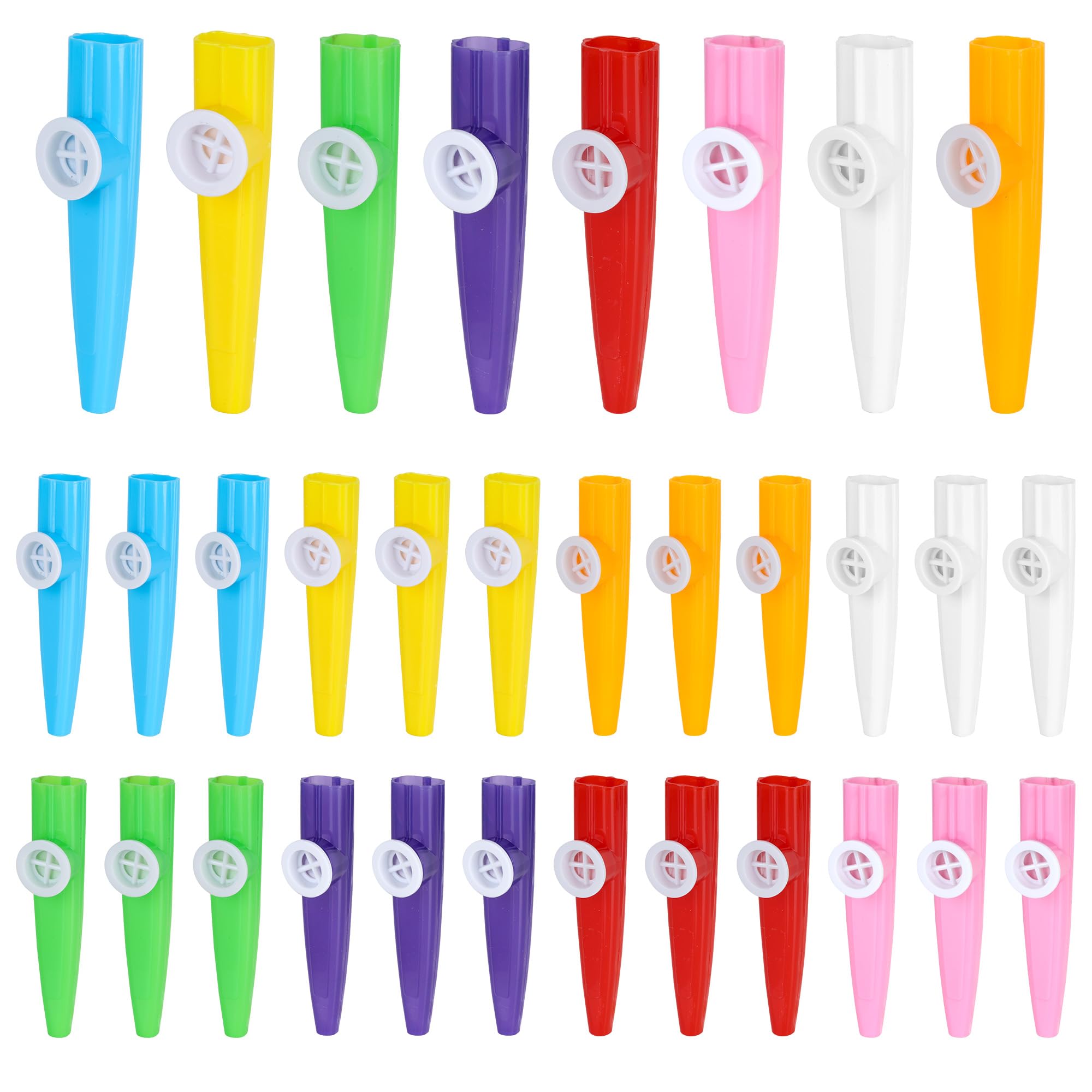 32 piezas de plástico Kazoos de colores, multipack de instrumentos musicales Kazoo para adultos, principiantes de música, 8 colores