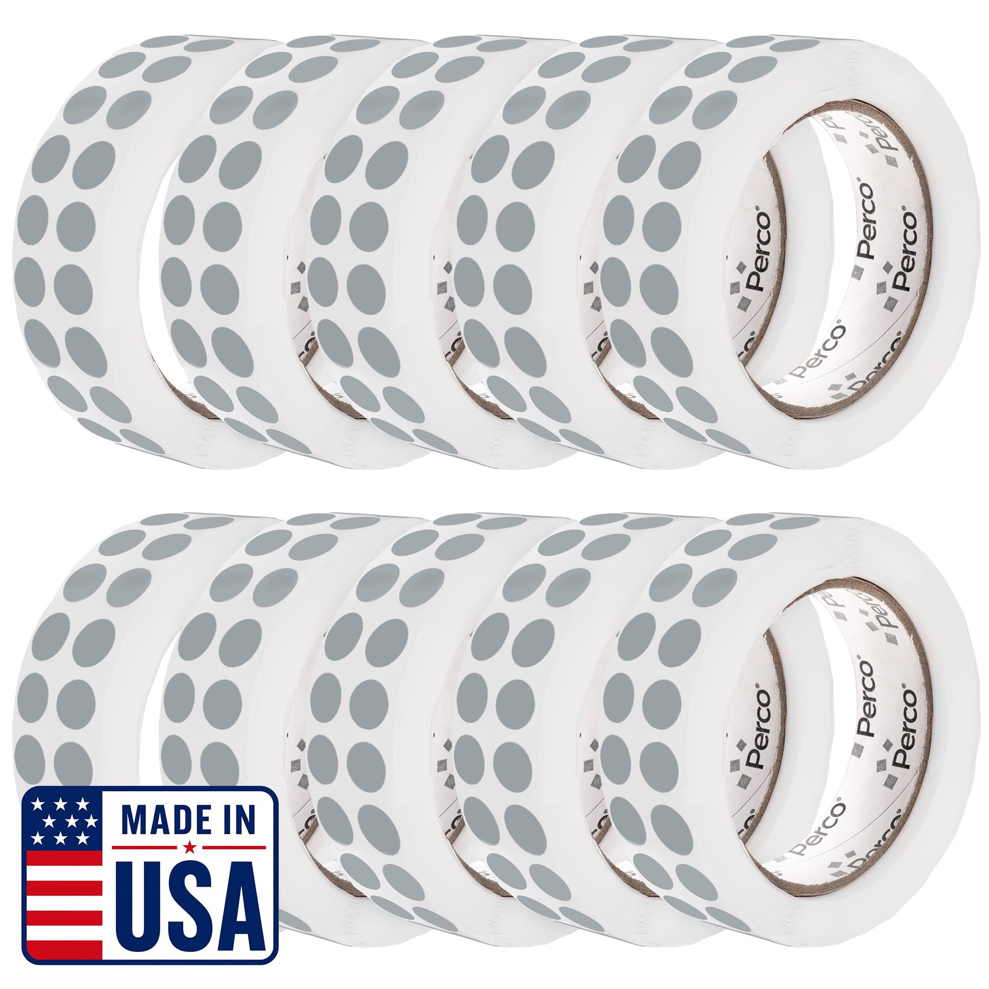 Perco Grey Perforated Round Circle Dot Sticker 1/2-Inch Labels — 10 Rolls, 30,000 Stickers - Minimalist Events, Invitations for Subtle Coding &amp; Neutral Marking, Strong Adhesive - Made in USA
