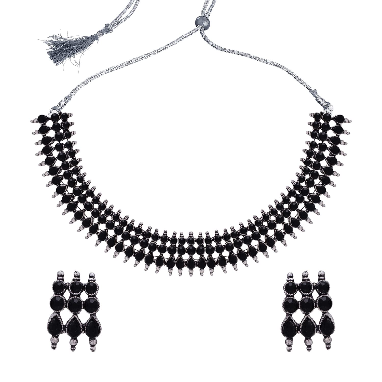 Sukkhi Glamorous Oxidised Colour Stone Choker Necklace Set For Women (Ns102093) Black (B0B4WZ3B53) Amazon Price History, Amazon Price Tracker