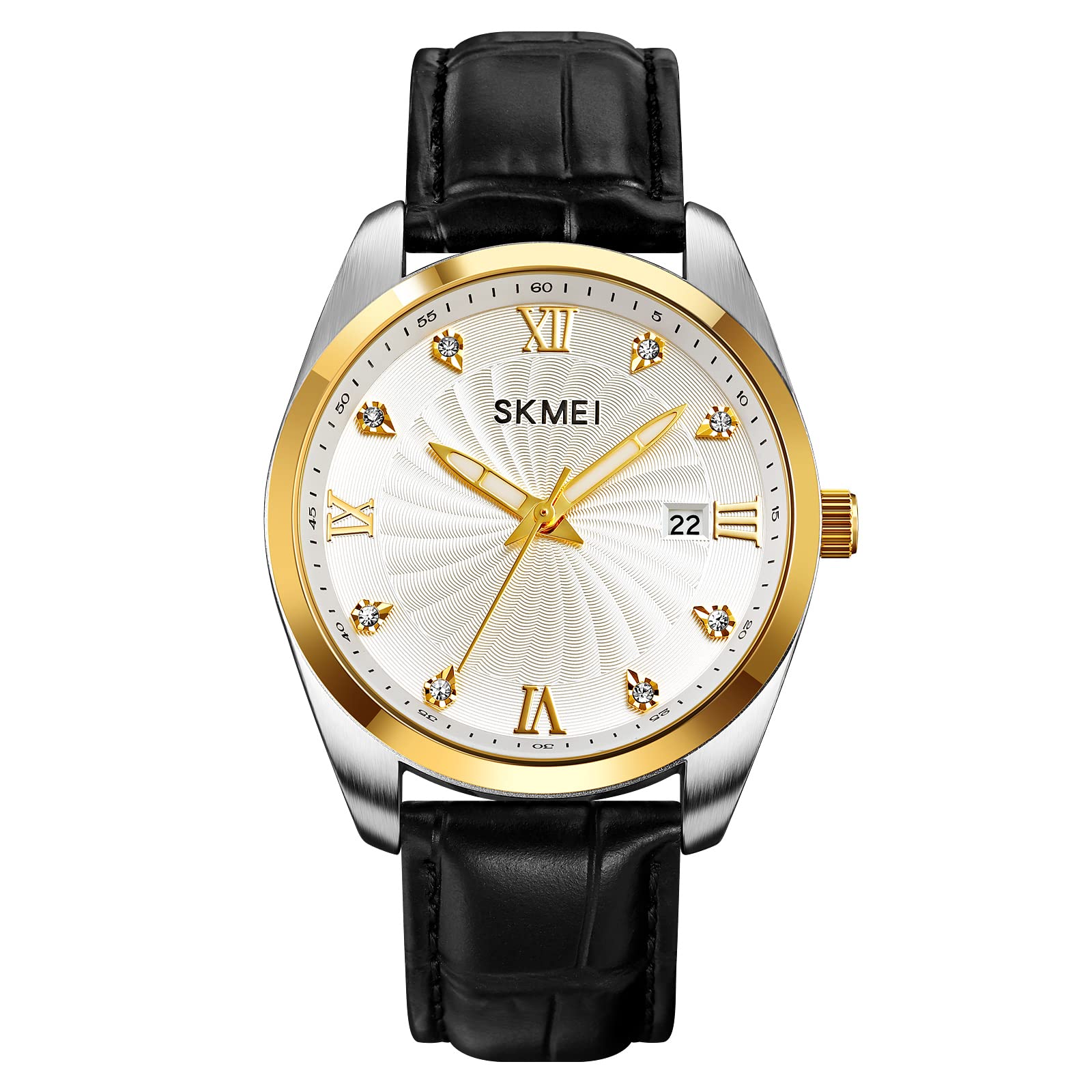 SKMEI Mens Watch Black Leather Classic Analog Quartz Watch Business Fashion Casual Watch Gift for Lovers - 2061 (B0C3H9F75P) Amazon Price History, Amazon Price Tracker