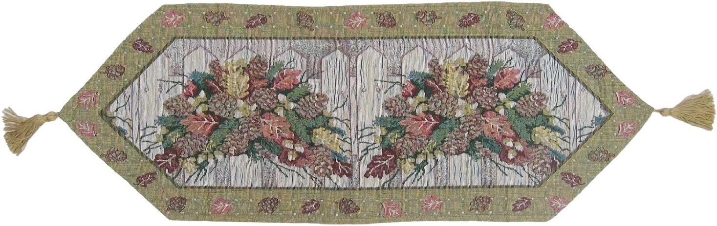 Rеvіеw DaDa Bedding 3-Pieces Elegant Tapestry Floral Table Runner Set - Holiday Fiesta Woven Lovely with Golden Tassels - Romantic Dining Night Place Mat for Two