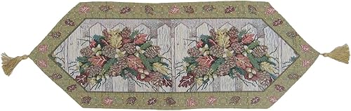 DaDa Bedding TR-6068 - Camino de mesa tejido para fiesta navideña, 13 x 67 pulgadas, diseño floral