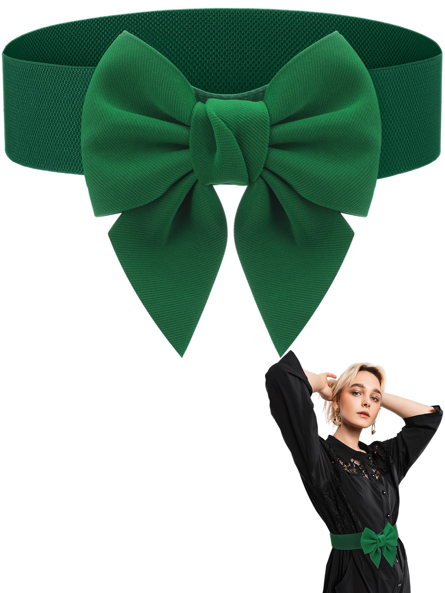 Geyoga Women Bow Belt Elastic Waist Belt Bowknot Stretchy Corset Dress Sash 2 4 Wide