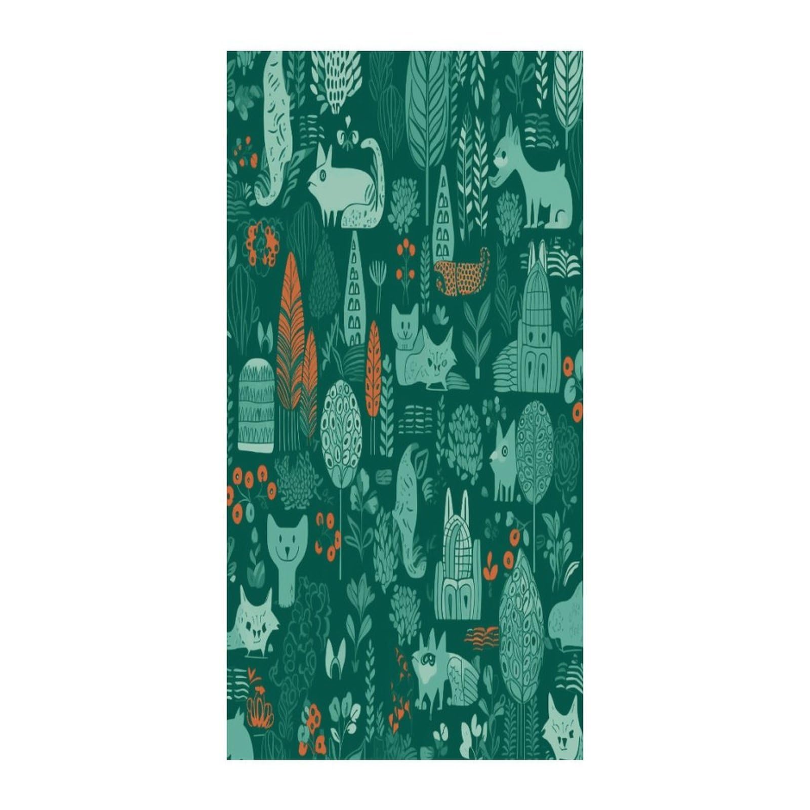Fekiloot Style Green Animals Door Curtain Room Divider Curtains