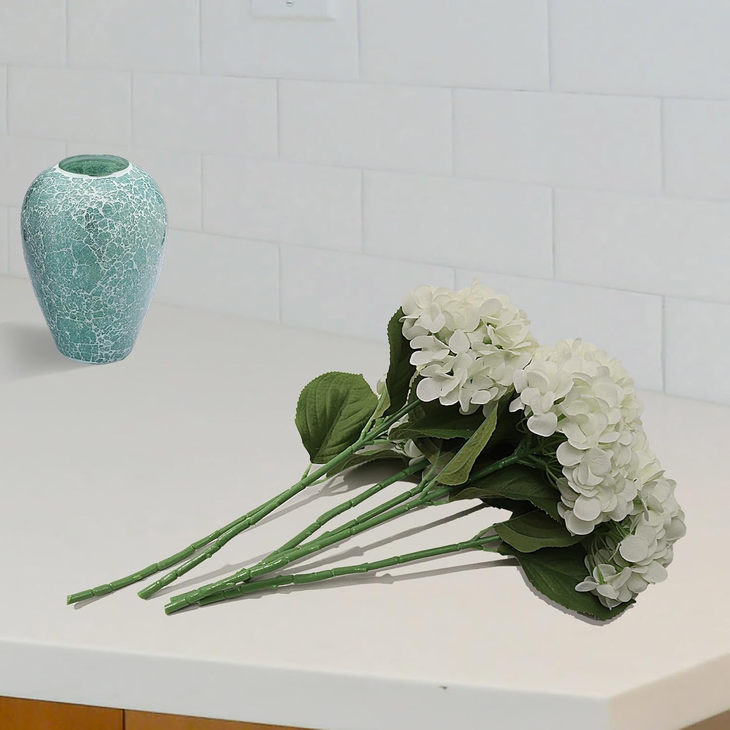 Larksilk 18" Cream Hydrangea Stems|Artificial Silk Flowers with 7" Blooms|Lifelike Faux Floral Stems for Home Décor, Wedding Centerpieces & Event Arrangements| Pak of 6