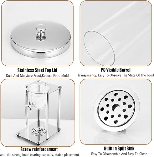 Miniatura 3 de Dispensador de alimentos secos de 3.5L7L10.5L, dispensador de cereales de triple cabezal, dispensador de contenedores de cereales para encimera,