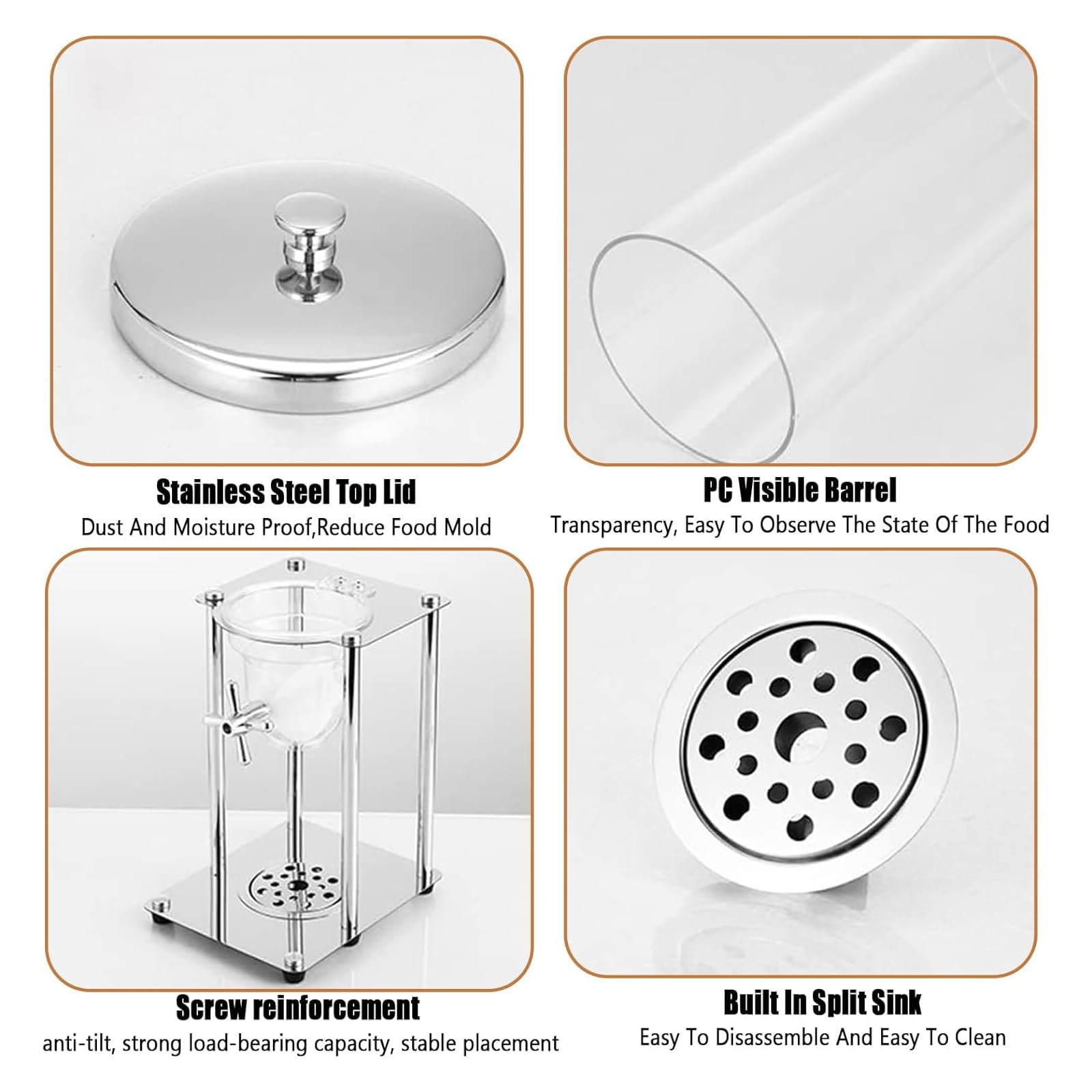 Dispensador De Alimentos Secos De 3,5 L/7 L/10,5 L, Dispensador De Cereales De Tres Cabezales, Dispensador De Almacenamiento De Contenedores De Cereales Para Encimera Con Barril De Pc Y Base De Mader