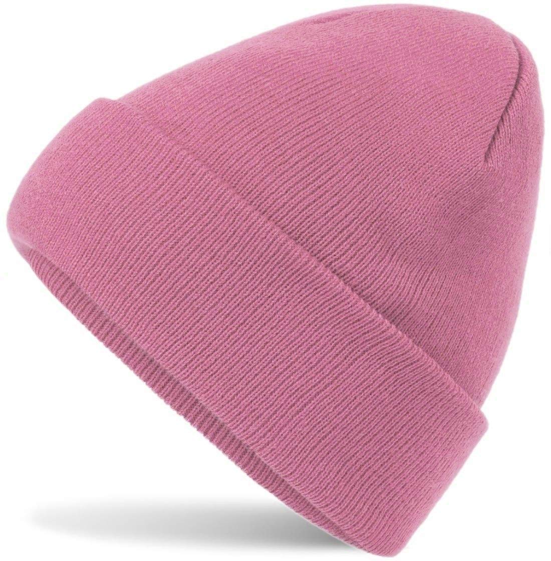 Hatsatar Men's Classic Pink Winter Hat | Wo's Beanie Hat | Fine Knit Beanie | For Wo Unisex | Cuffed Hats Soft & Warm, Medium