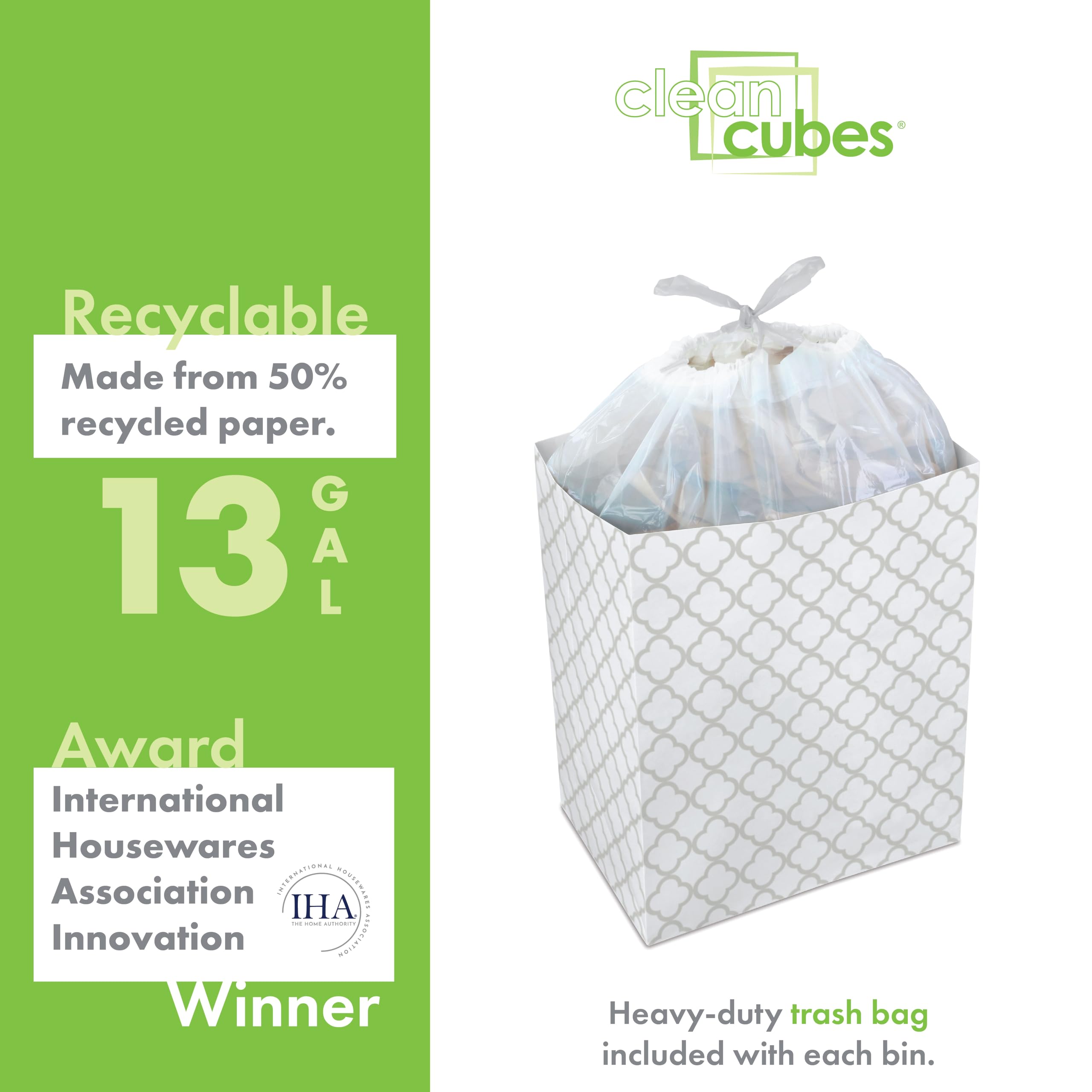 Clean Cubes Pojemniki na śmieci 33 l i pojemniki do recyklingu do sanitarnej utylizacji śmieci. Jednorazowe pojemniki na imprezy, imprezy, imprezy, recykling i inne. 6 sztuk (kratka)