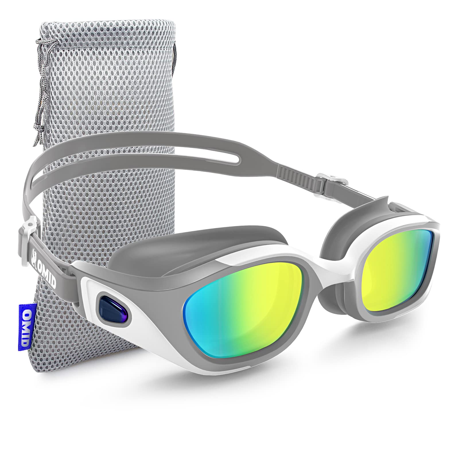 Photo 1 of OMID Swim Goggles, P3 Anti-Fog Swimming Goggles for Men Women Anti-UV Goggles B4-whitegrey-gold