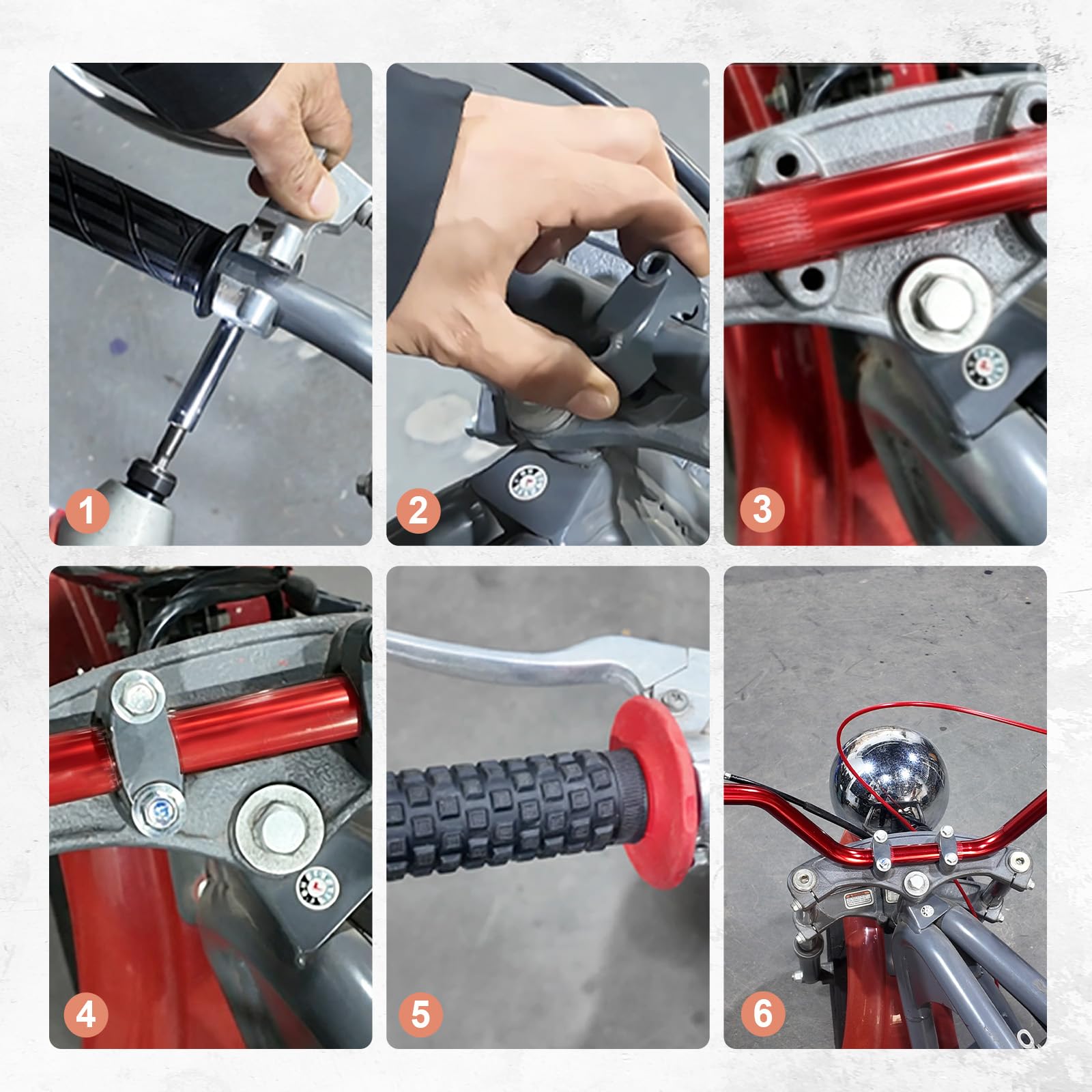 JRL Guidon moyen de 2,2 cm pour VTT, moto tout-terrain, moto tout-terrain, rouge