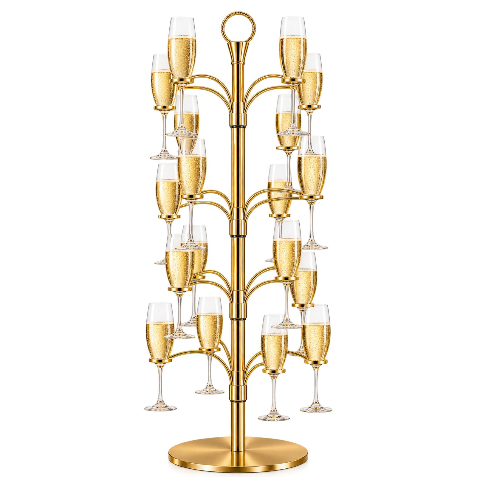 Photo 1 of Ferrochef 4 Tier Cocktail Tree Stand, 16 Holder Tower, Gold Metal